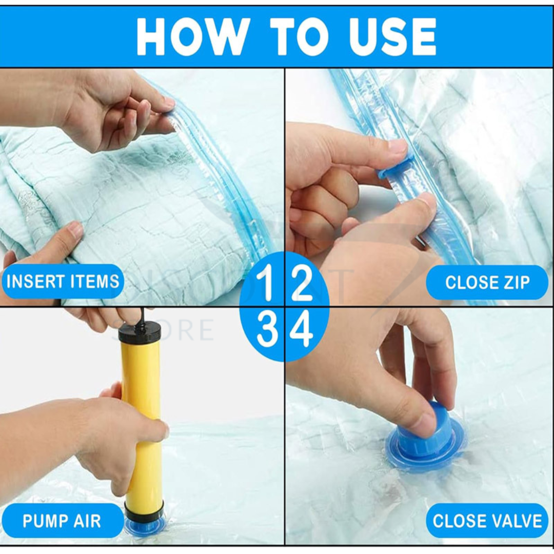 Space Saving Vacuum Storage Bag With Suction Pump - (IMPORTED)
