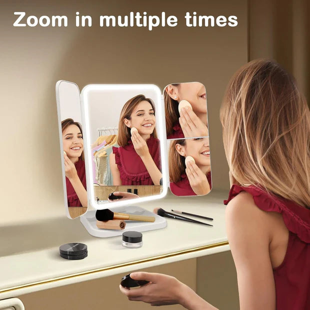 3 Folds Lighted Makeup Mirror